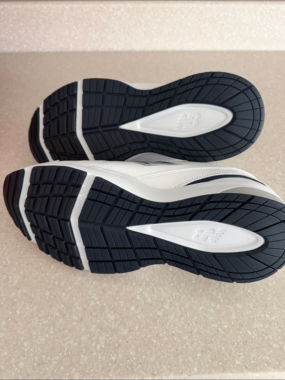 New Balance Men’s White and Navy Wide-Width 10.5 Training Shoe - Picture 7 of 10